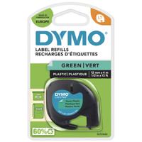 Labeltape dymo letratag plastic 12mm groen | 10 stuks