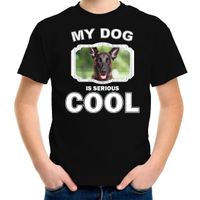 Mechelse herder honden t-shirt my dog is serious cool zwart voor kinderen - thumbnail