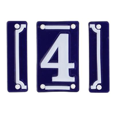 Best for Boots huisnummer 4 - met sierrand - Oudhollands - emaille - blauw/wit
