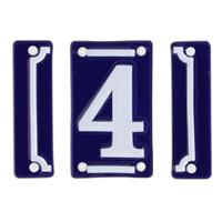 Best for Boots huisnummer 4 - met sierrand - Oudhollands - emaille - blauw/wit Best for Boots huisnummer 4 - met sierrand - Oudhollands - emaille - blauw/wit