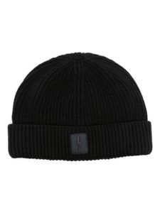 Neil Barrett bonnet nervuré à logo brodé - Noir