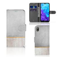 Huawei Y5 (2019) | Book Style Case | Wood Concrete | Portemonnee hoesje Huawei Y5 (2019) | Book Style Case | Wood Concrete | Portemonnee hoesje