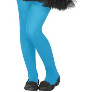 Carnaval verkleed panty voor kinderen - neon blauw - 40 denier - voor 6 tot 12 jaar