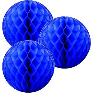 Papieren kerstballen - 3x - blauw - 10 cm - kerstversiering