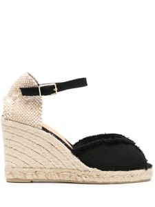 Castañer espadrilles 95 mm en cuir à bout ouvert - Noir