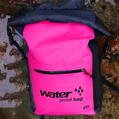 Outdoor vouwen dubbele schoudertas droge zak PVC waterdichte rugzak capaciteit: 25L (roze)