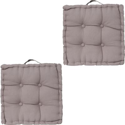 Atmosphera Vloerkussen Square - 2x - grijs - katoen - 38,5 x 38,5 x 8 cm - vierkant - Extra dik
