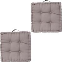 Atmosphera Vloerkussen Square - 2x - grijs - katoen - 38,5 x 38,5 x 8 cm - vierkant - Extra dik