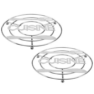 2x Stuks ronde pannen onderzetter zilver Cuisine 20 cm van verchroomd metaal - Panonderzetters