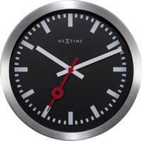 NeXtime ne-3998stzw wandklok 'station' ø19 cm, geborsteld aluminium zwart NeXtime ne-3998stzw wandklok 'station' ø19 cm, geborsteld aluminium zwart
