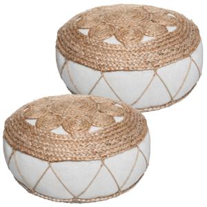 Atmosphera Vloerkussen Rituals - 2x - beige - jute/katoen - 43 x 18 cm - Extra dik grond zitkussen