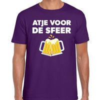 Atje voor de sfeer feest t-shirt paars voor heren - thumbnail