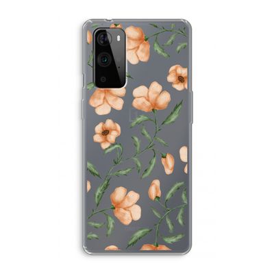 Peachy flowers: OnePlus 9 Pro Transparant Hoesje
