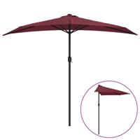 The Living Store Parasol Halfrond Bordeauxrood 270x144x222 cm - UV-beschermend Polyester - 38mm Paaldiameter -