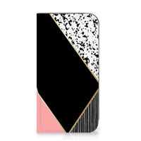 iPhone 15 Stand Case Zwart Roze Vormen
