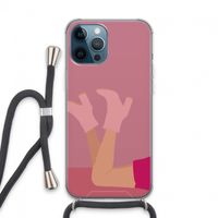 Pink boots: iPhone 13 Pro Max Transparant Hoesje met koord