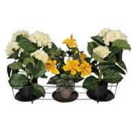 Balkon bloempothouder voor 3 plantjes - bloembak met ophanging - zwart metaal - 66 x 28 x 21 cm