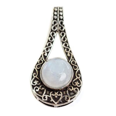 Edelsteen Hanger Bohemian Messing Witte Agaat (35 mm)