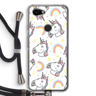 Rainbow Unicorn: Pixel 3a Transparant Hoesje met koord