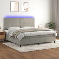 Boxspring met matras en LED fluweel lichtgrijs 200x200 cm