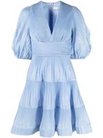 ZIMMERMANN robe courte plissée à manches bouffantes - Bleu