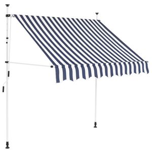 VidaXL Luifel handmatig uittrekbaar 200 cm blauw en witte strepen