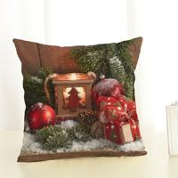Kerst decoratie katoen en linnen kussen Office Home kussen zonder kussen grootte: 45x45cm (rode gift)