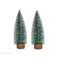Krist+ Kleine decoraties kerstboompjes 2x stuks - 30 cm - met licht - Kerstdorpen - thumbnail