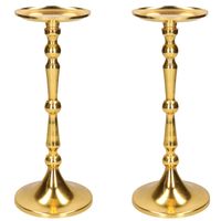 Set van 2x stuks luxe kaarsenhouder/kandelaar klassiek goud metaal 11 x 11 x 28 cm