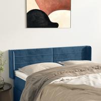 Hoofdbord met randen 147x16x78/88 cm fluweel donkerblauw
