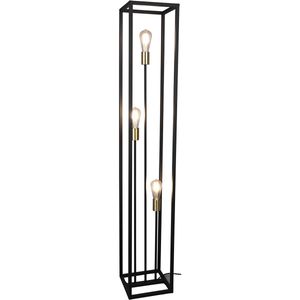 LED Vloerlamp - Trion Kandin - E27 Fitting - Vierkant - Mat Zwart - Aluminium
