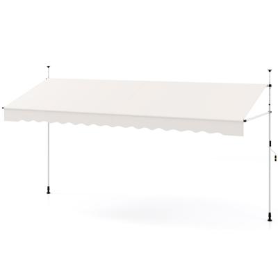 400 cm Balkonzonwering Zonder Boren met Handkurbel in Hoogte Verstelbare & Klemzonwering Wit