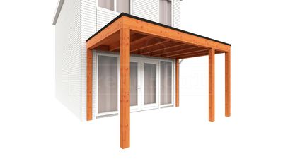 Trendhout Aanbouwveranda Modena 405x300 cm - model rechts- Plat dak- Hout- Trendhout