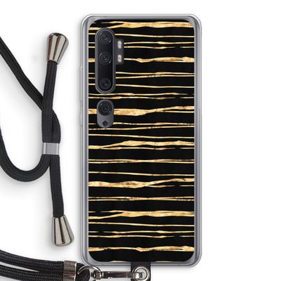 Gouden strepen: Xiaomi Mi Note 10 Transparant Hoesje met koord