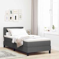 Boxspringbed met matras en LED stof donkergrijs 100x200 cm