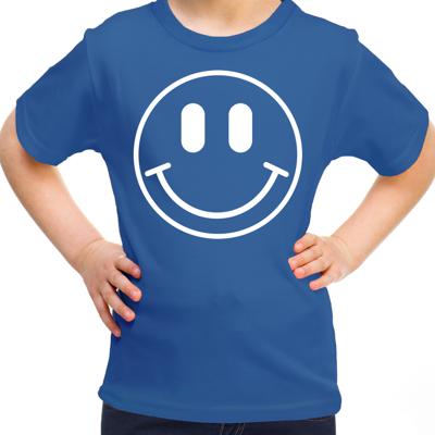 Verkleed T-shirt voor meisjes - Smile Emoticon - blauw - carnaval - feestkleding voor kinderen