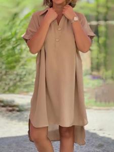 Loose Shirt Collar Casual Dress With No