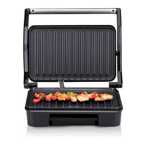 alpina Contactgrill - 750W - Tosti Apparaat - Anti-Aanbaklaag - Verwijderbare Lekbak - 23 x 14,5 CM - Zilver/Zwart