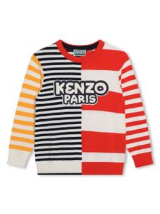 Kenzo Kids pull rayé à patch logo - Rouge