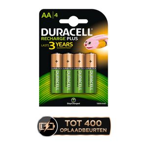 Duracell Recharge Plus AA-batterijen, verpakking van 4