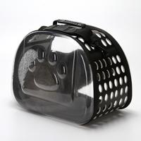 Outdoor opvouwbare transparante puppy reizen ademende draagtassen schoudertassen (zwart)