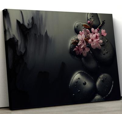 Elegante stenen en bloemen landschap canvas schilderen