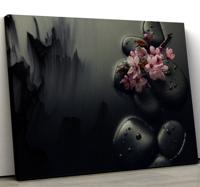 Elegante stenen en bloemen landschap canvas schilderen Elegante stenen en bloemen landschap canvas schilderen