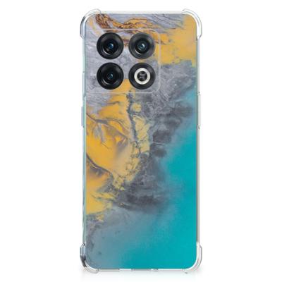 OnePlus 10 Pro Anti-Shock Hoesje Marble Blue Gold OnePlus 10 Pro Anti-Shock Hoesje Marble Blue Gold