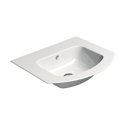 Gebogen Keramiek Wastafel Zonder Kraan Gat Sapho Pura 52x44 cm Wit ExtraGlaze