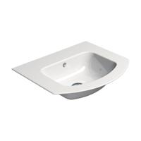 Gebogen Keramiek Wastafel Zonder Kraan Gat Sapho Pura 52x44 cm Wit ExtraGlaze