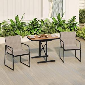 Patio Bistro 3-delige Meubelset met Rechthoekige Eettafel en 2 Stoffen Fauteuils Zwart + Bruin