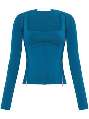 Dion Lee haut corset Moto à fermeture zippée - Bleu