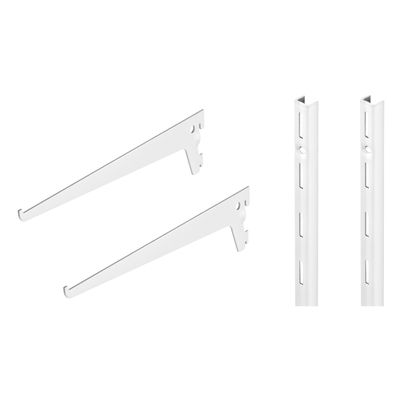 4x plankdragers 25 cm met 4x wandrails 14.5 cm - staal wit - wandrailsysteem