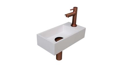 Fonteinset INK Versus 36x18x9 cm Polystone Glans Wit Met Kraangat Rechts Mat Rose Goud
